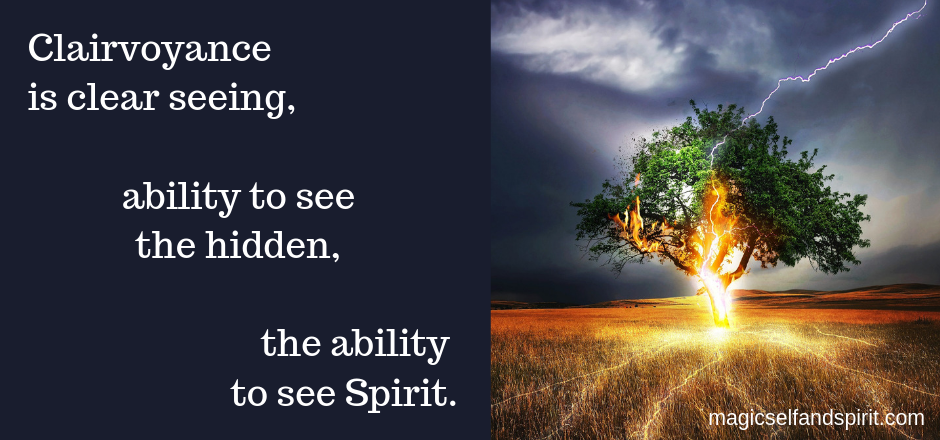 Clairvoyance is clear seeing, the ability to see the hidden, the ability to see Spirit. Lightnigh strkes a tree